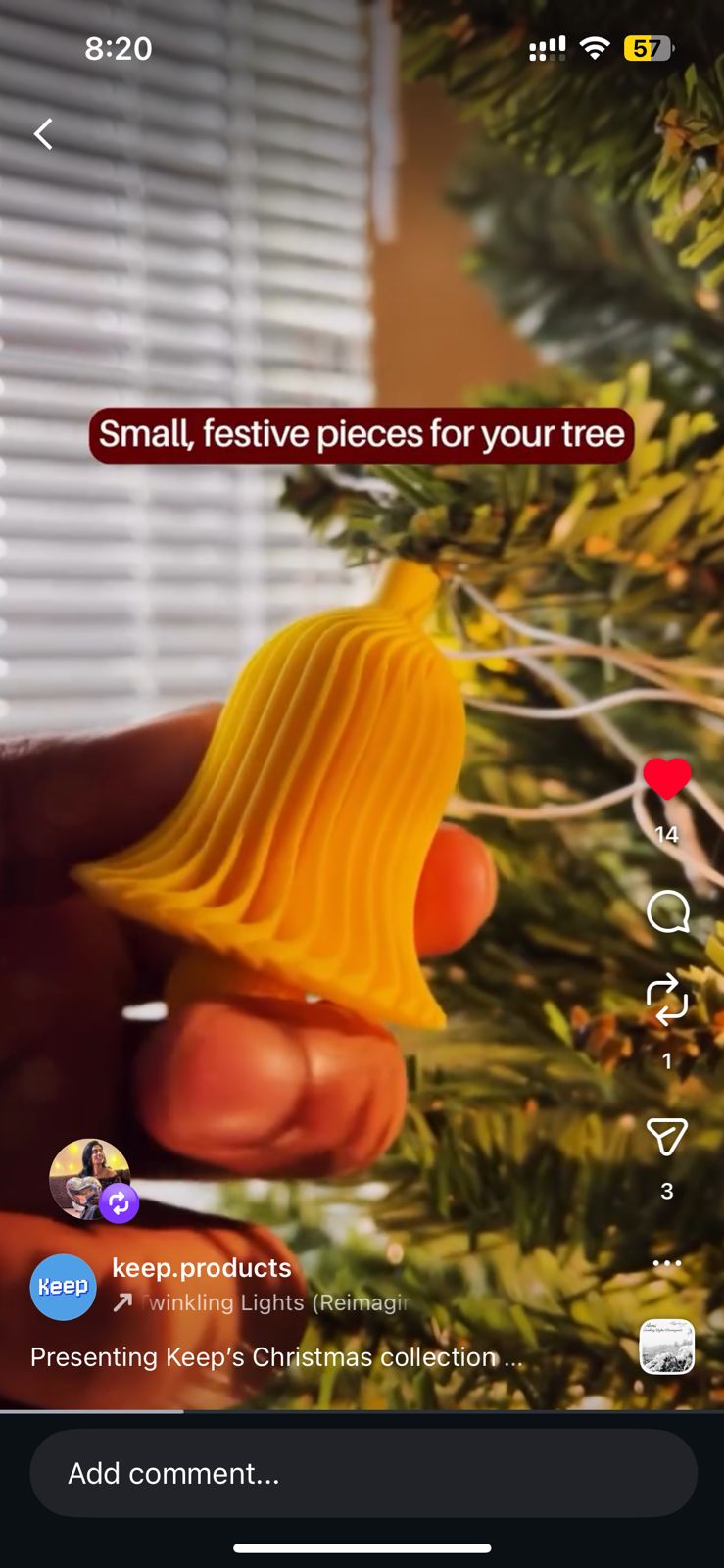 Christmas Tree Decor - Yellow Bells